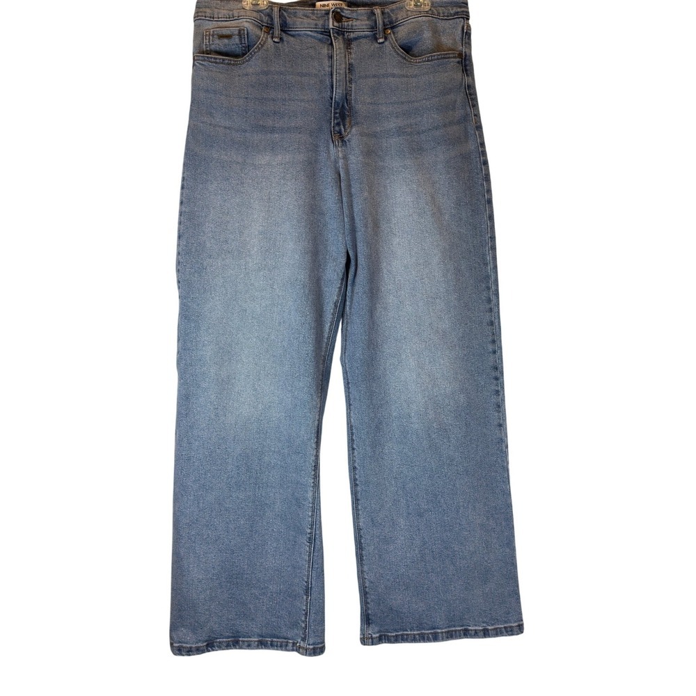 Nine West Jeans Wide Leg Women's Size 14 Light Wash Blue Denim Y2K High Rise